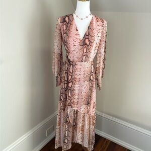 Elegant Pink Snake Print Dress